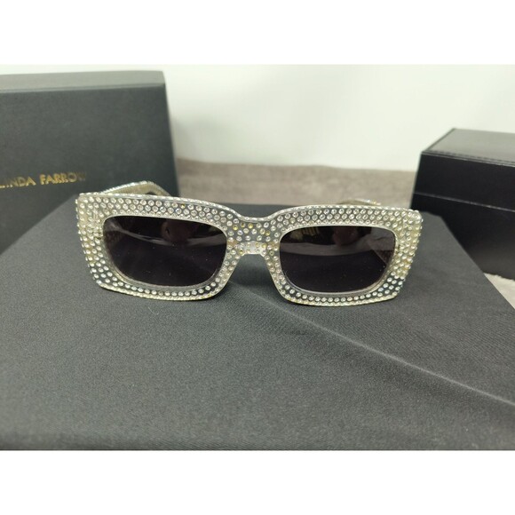 Linda Farrow THE ATTICO Oversized Crystal Rectangular Sunglasses FLAWS - READ - Picture 1 of 14